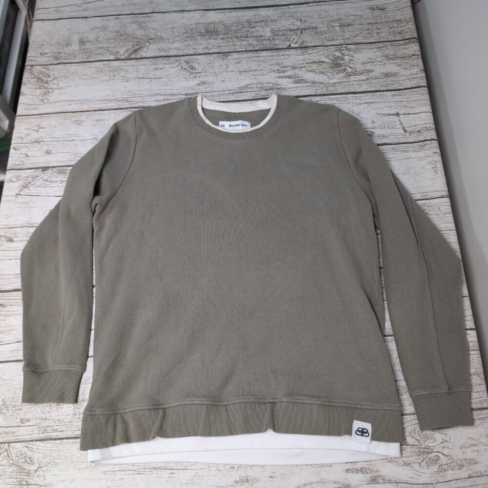 Balenciaga Light Brown Greenish Tint Crewneck Sweater Men Size XXL